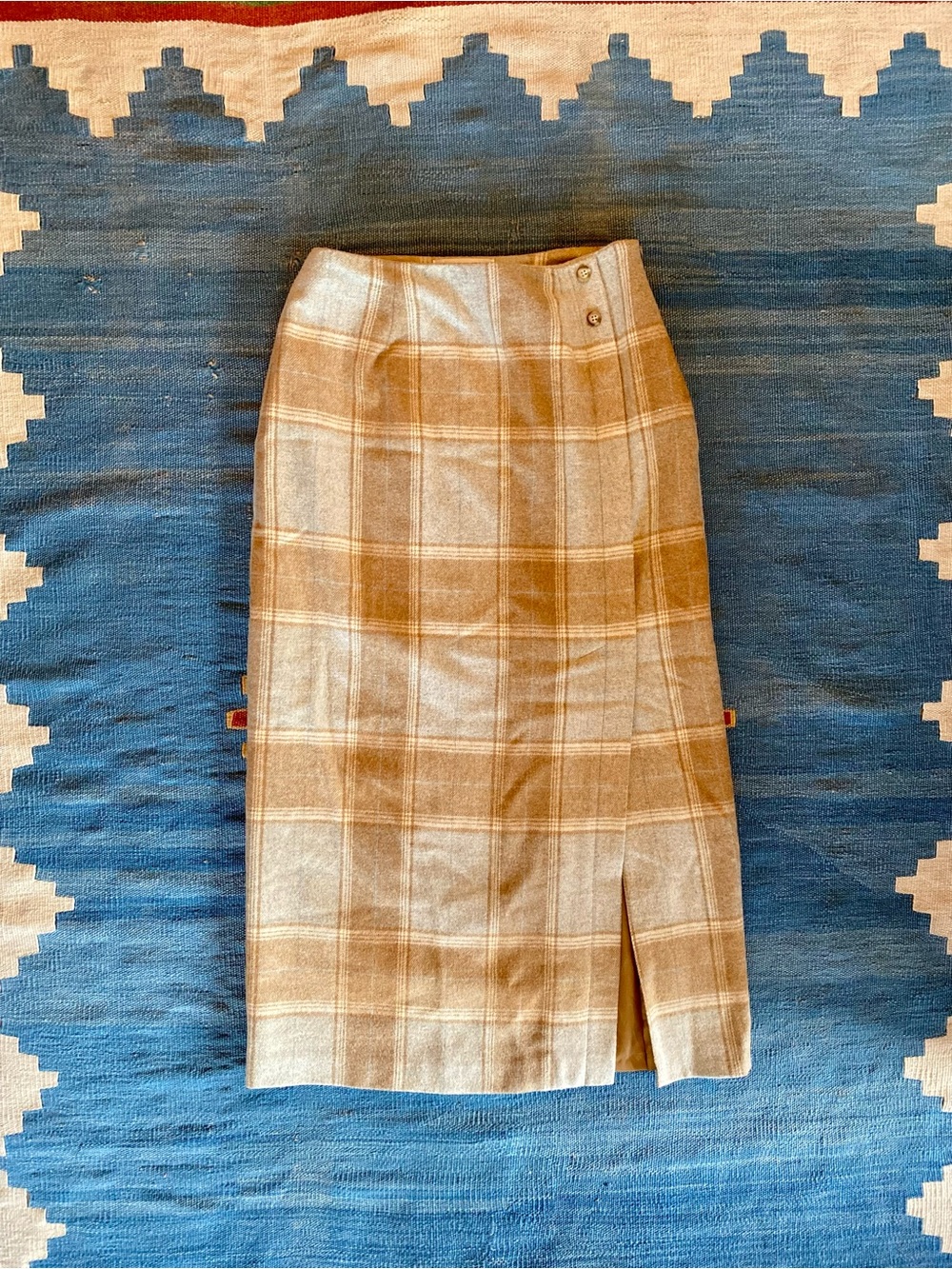 Wool Plaid Pencil Skirt